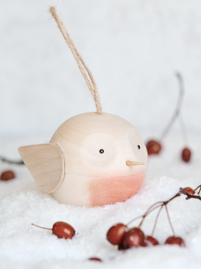 Wooden robin christmas tree decoration