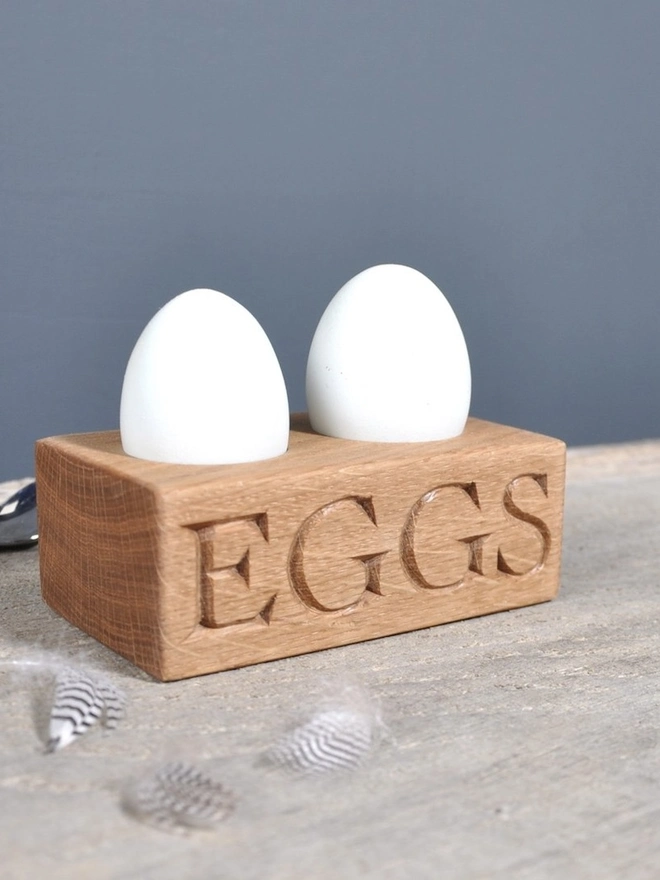 Personalised Oak Double Egg Holder