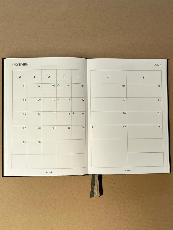 Ink Black A5 Signature Diary 2025 Planner Spread