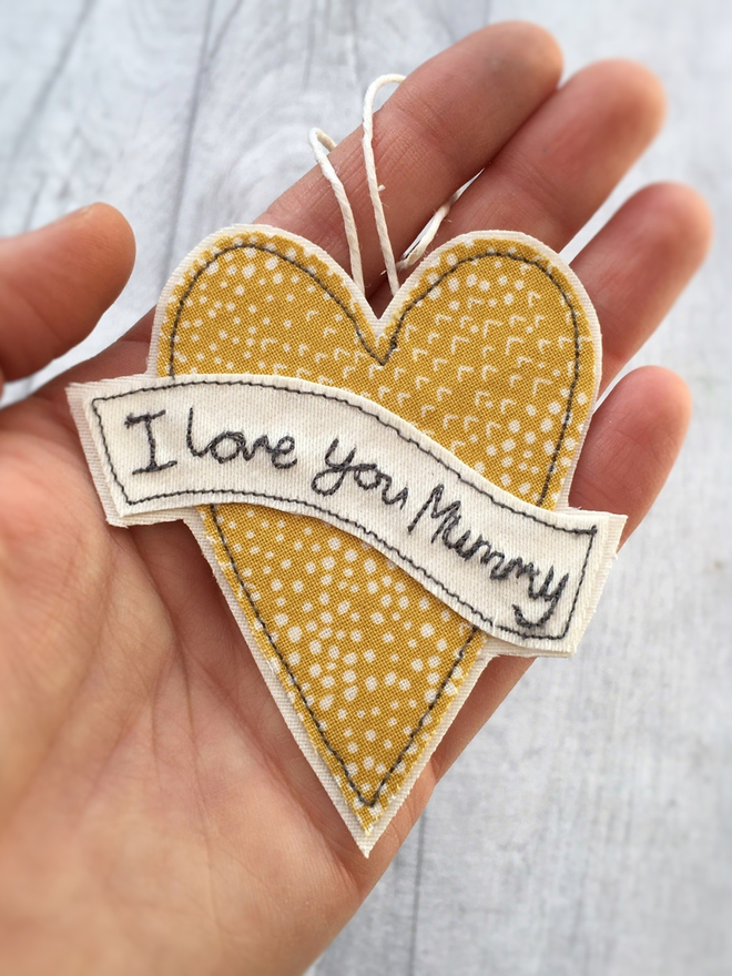 Close up of Mother's Day keepsake card hanging decoration