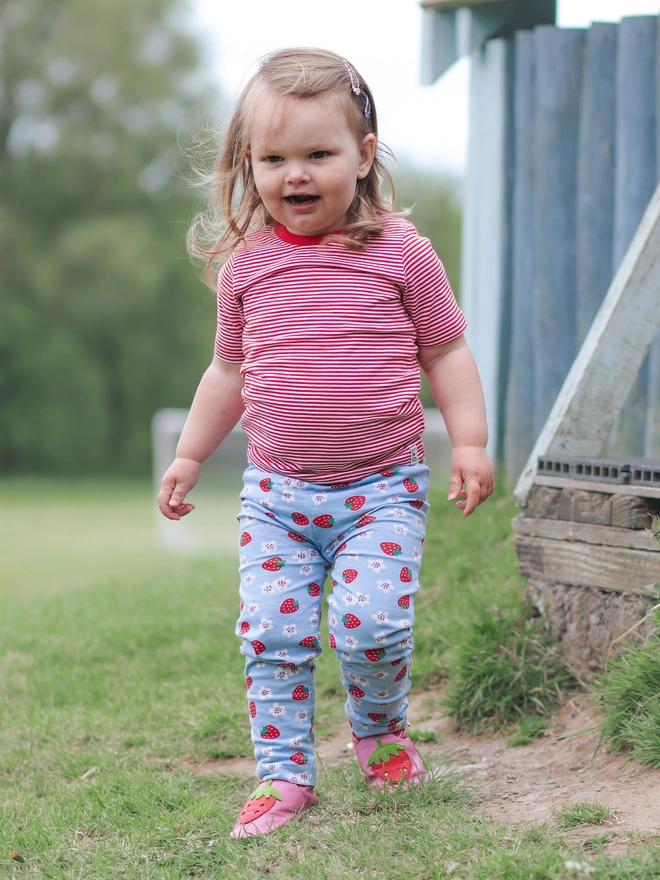 Pink strawberry baby shoes 