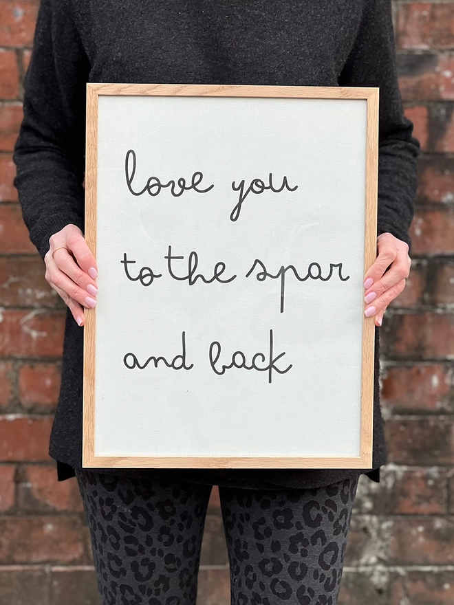 fabric quote print in black text on white background