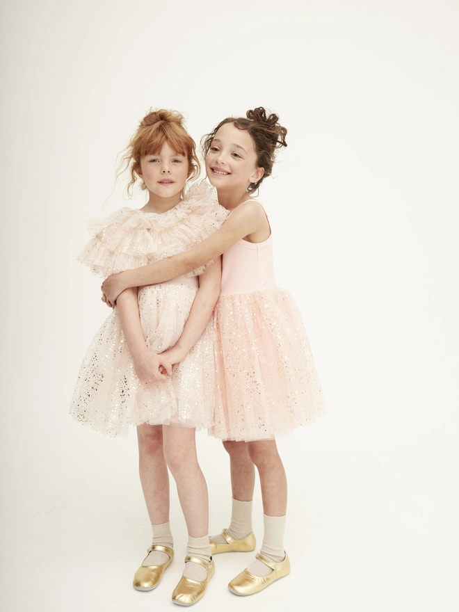 pink and coral sparkle dress