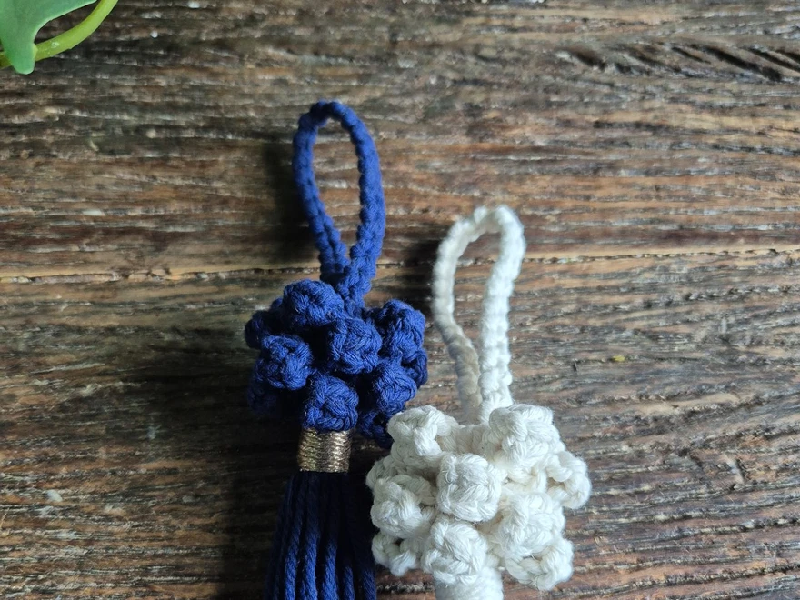 Handmade hanging door tassel with decorative knots with a tasseled end. Adds a sophisticated and elegant accent for all spaces, minimalist, modern and rustic homes