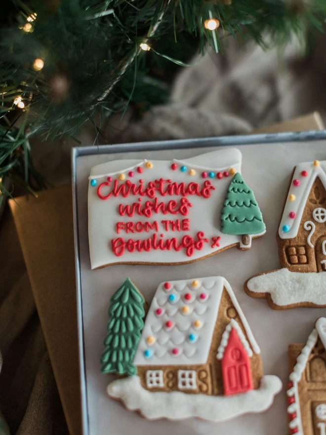 Personalised Christmas Village Biscuit Gift