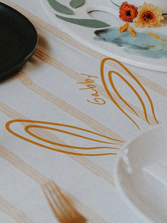personalised bunyy ears place name table cloth stickers
