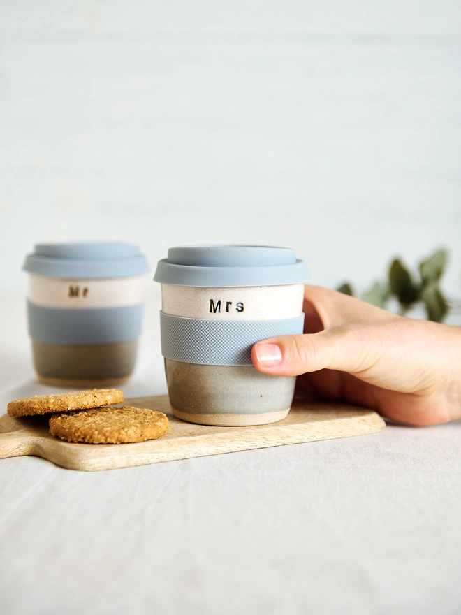 mr and mrs ceramic travel mugs