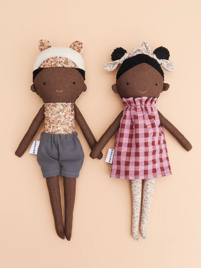 black dark skin boy and girl dolls 