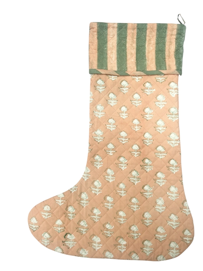 peach flower christmas stocking