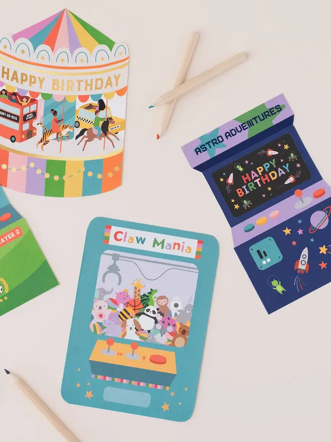 Astro Adventures Arcade Shape Birthday Card