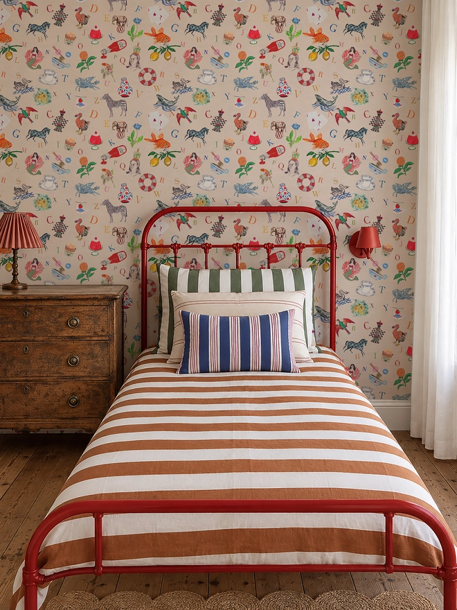 vintage alphabet wallpaper for nursery