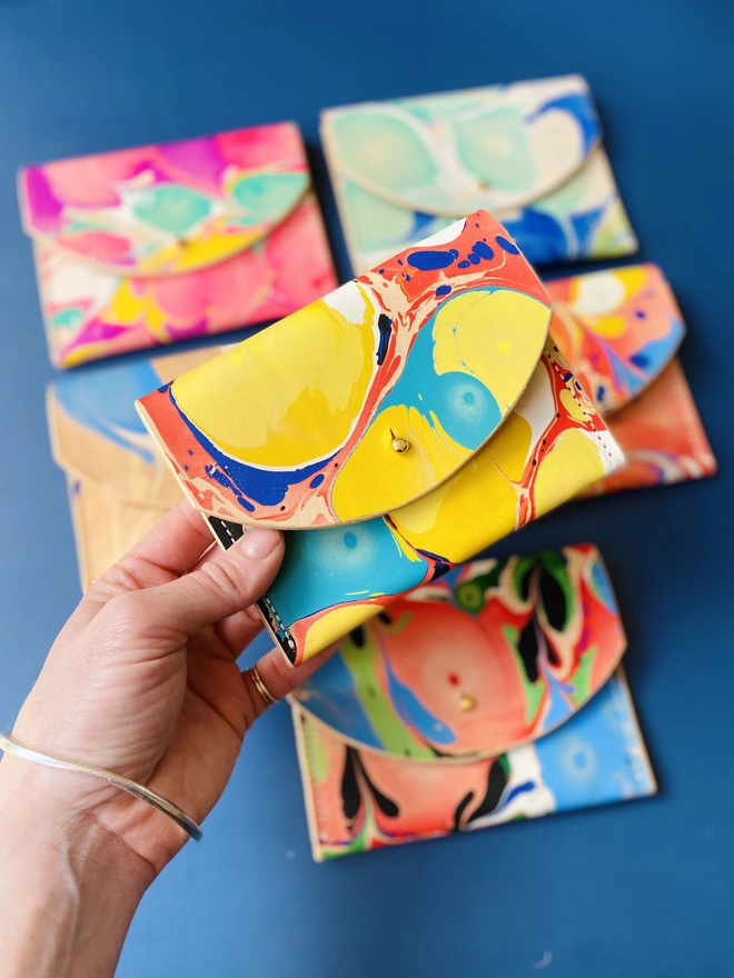 colourful leather purse