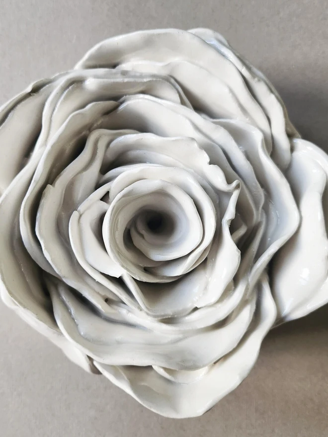 white ceramic rose flower for wall pottery art gift ideas anniversary wedding