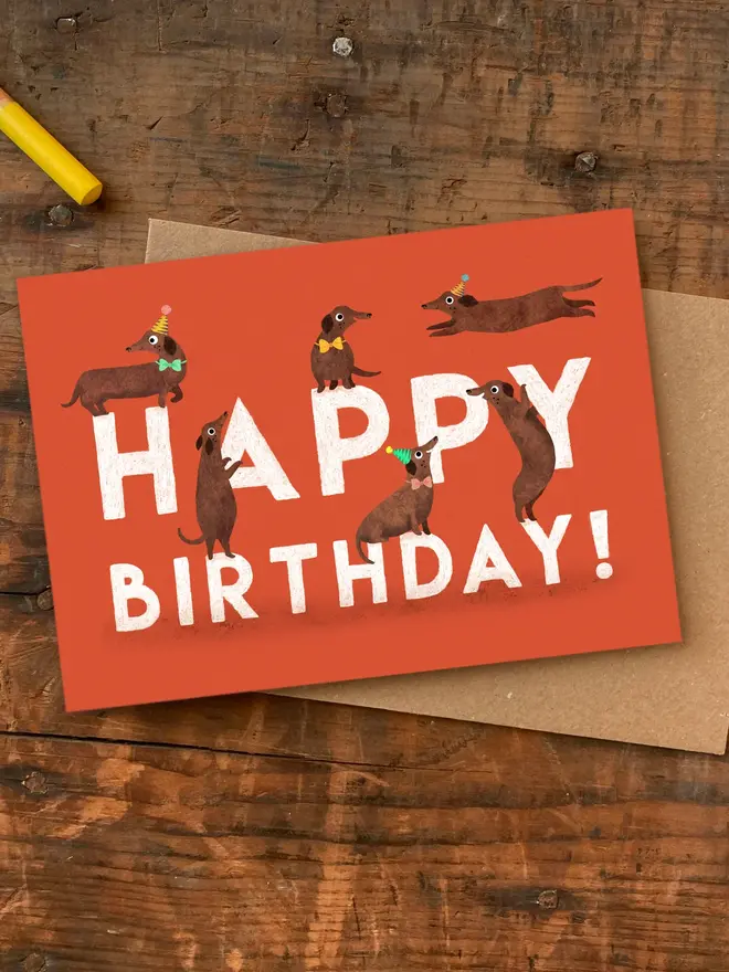 happy birthday sausage dog cards