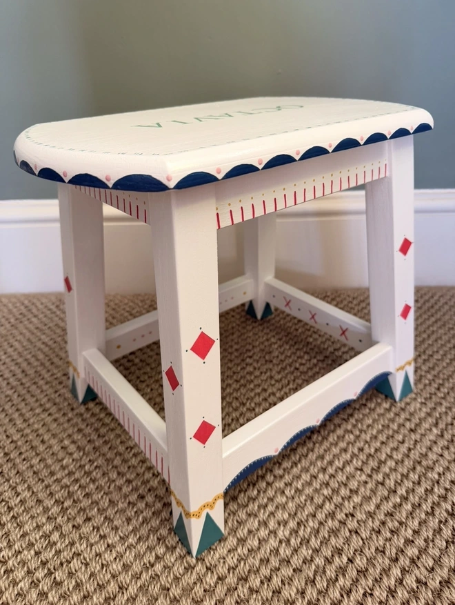 Hand painted stool for boys or girls. 