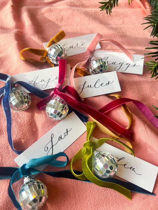 Personalised Calligraphy Christmas Colourful Place Cards