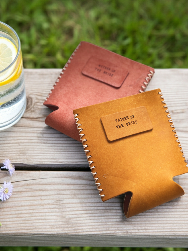 yellow koozie can holder, personalised text