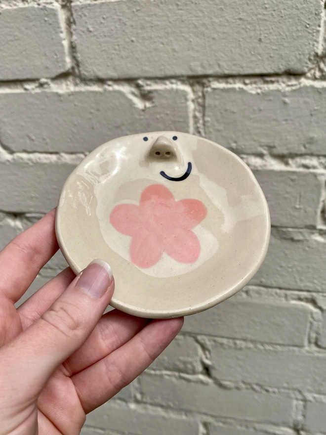 pink flower trinket tray