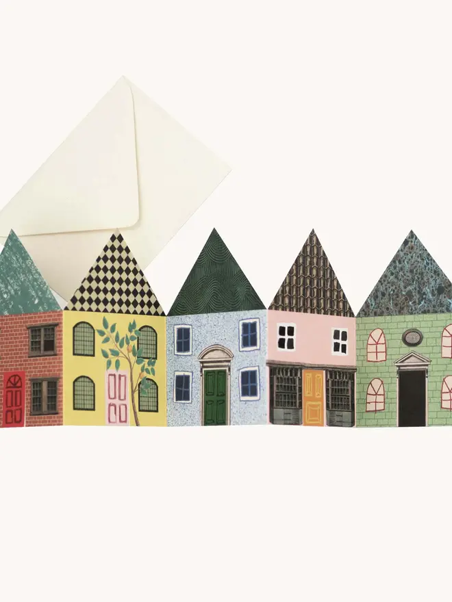 colourful houses card concertina