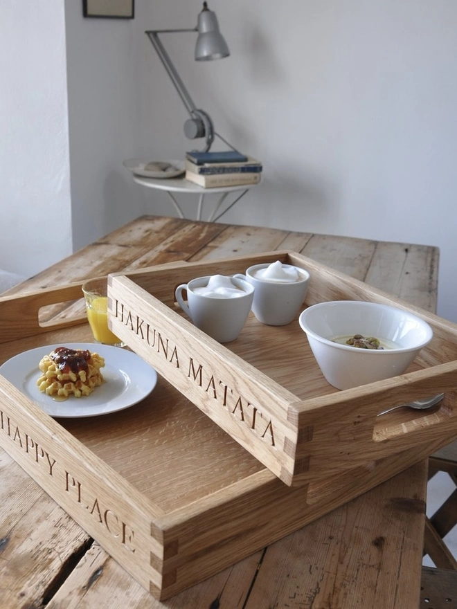 Personalised Oak Butler Tray - Small 