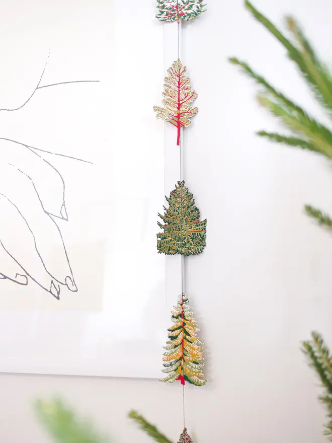 christmas pine tree hanging vertical garland decoration