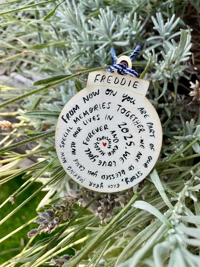 From now on you are part of our story, each year making new special memories together. We are so blessed you came into our lives in 2025. We love you forever and ever Merry Christmas