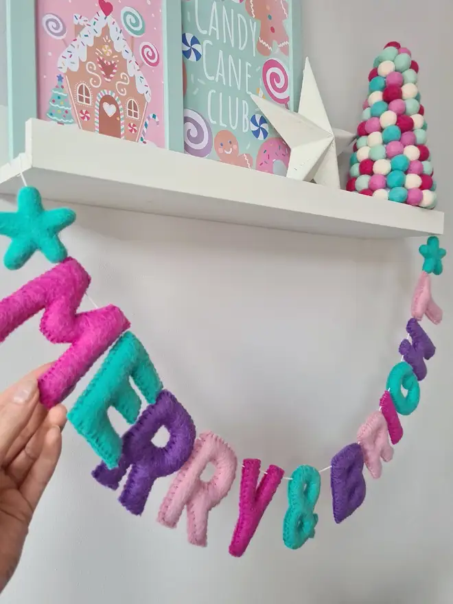 'Merry and Bright' Felt Christmas Banner
