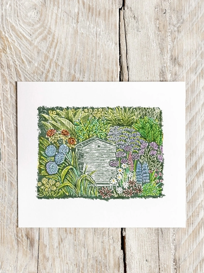 Beehive Garden Rubber Stamp