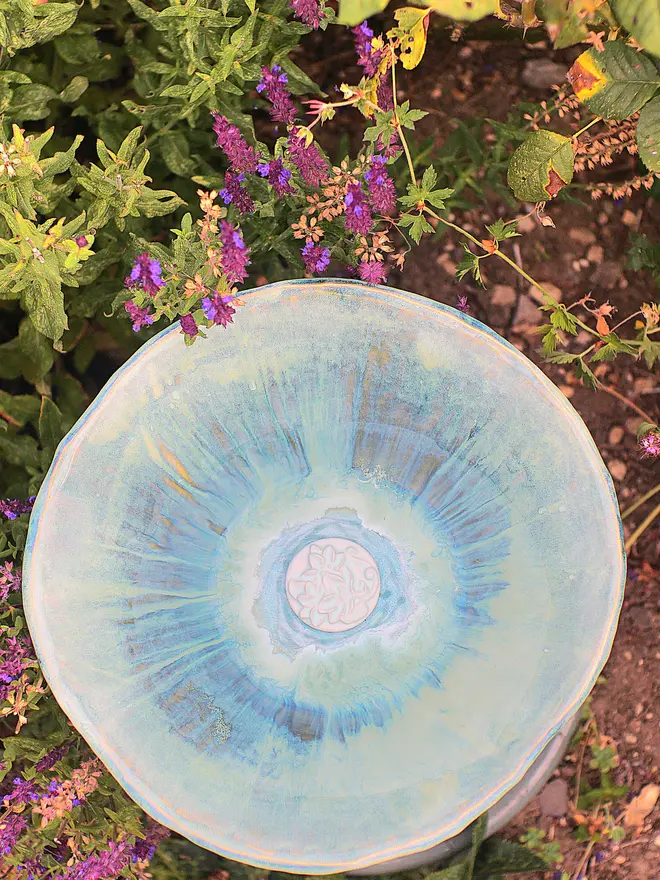 ceramic bird bath, jenny hopps pottery