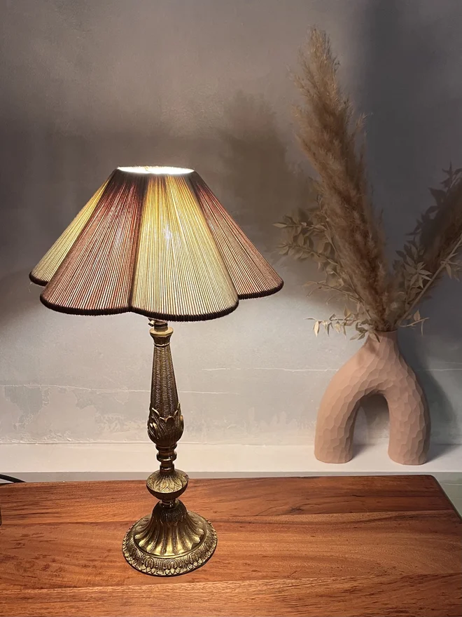 String Petal Flower Lampshade Mocha Brown Trim