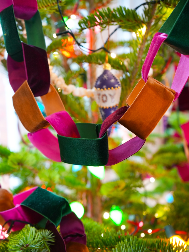 Velvet Chain Burgundy on a Christmas Tree