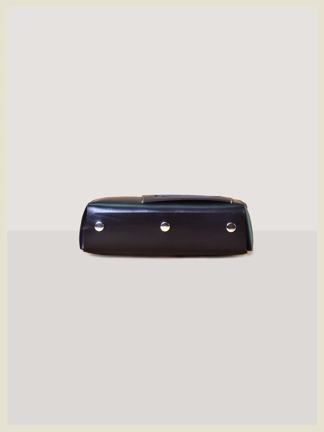 Black leather storage utility pouch 