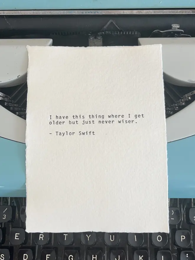 Taylor Swift Song Quote Typewriter Poem Print 