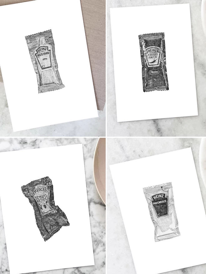 Sauce sachet art prints