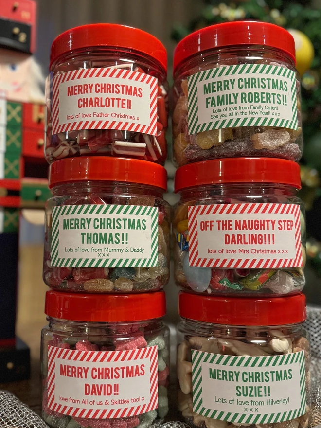 Personnalise Christmas Jars Retro Sweets Candyhous