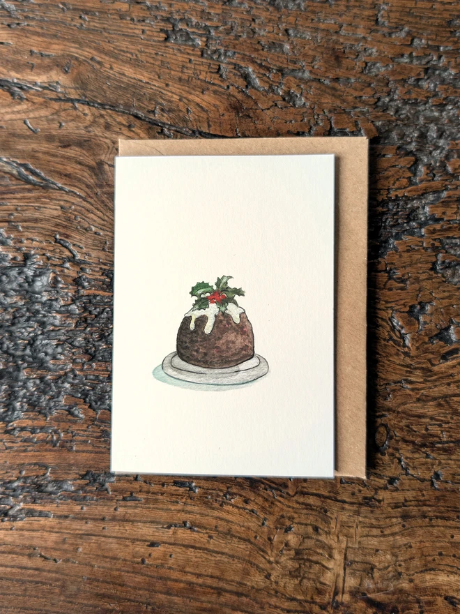 Vintage inspired Christmas Pudding Christmas Card