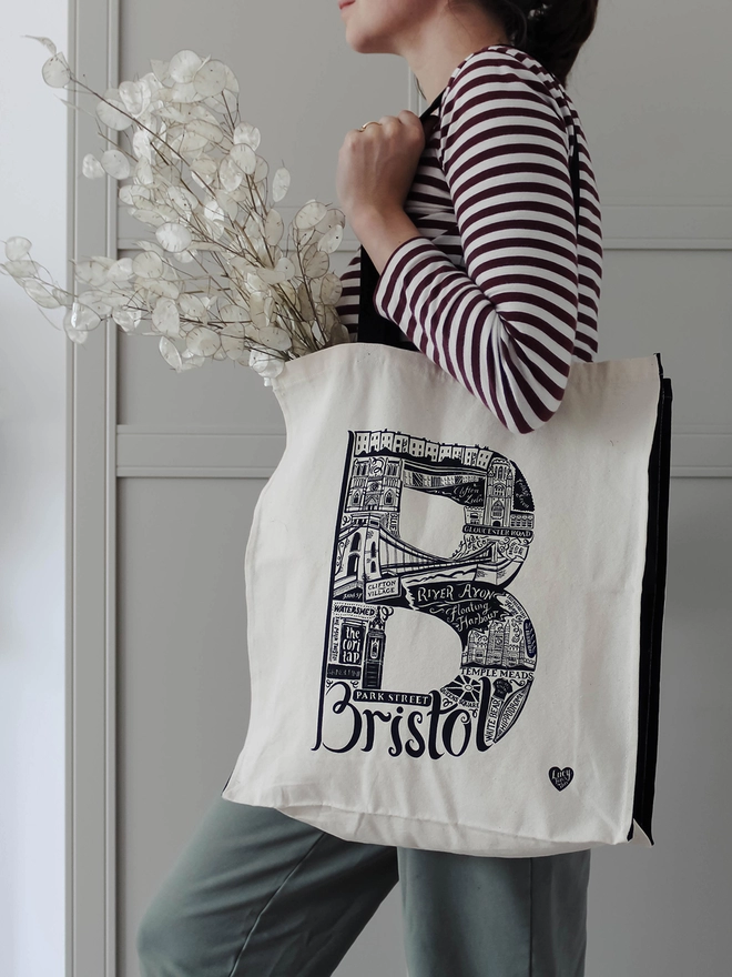 Bristol black and white tote bag 