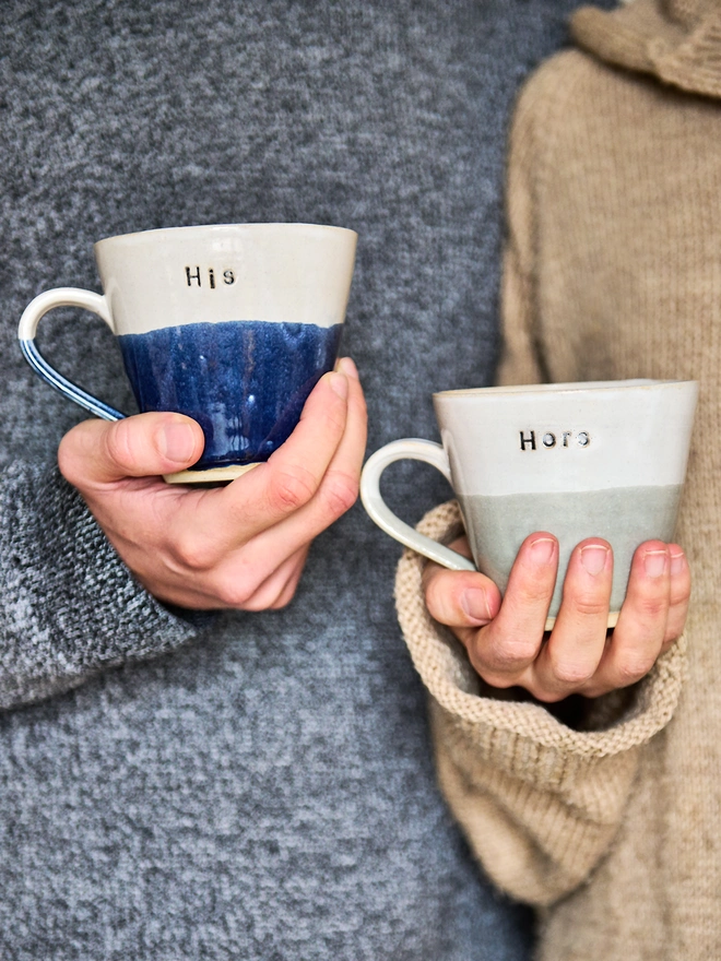 his and hers ceramic mugs