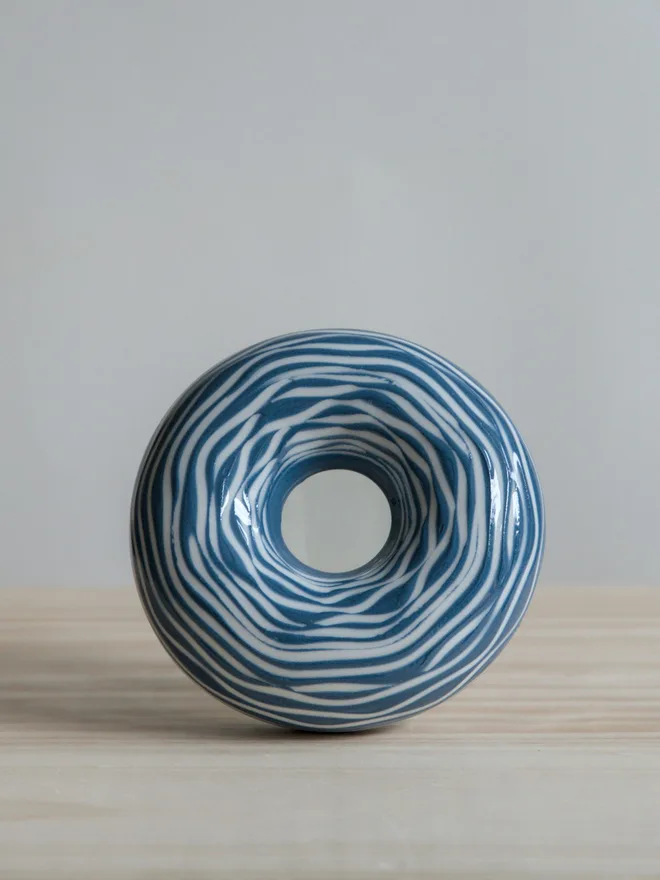 Avocado Planter Blue & White Multi Waves Circles