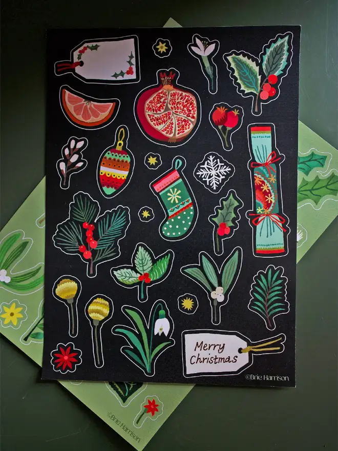illustrated christmas design sticker pack