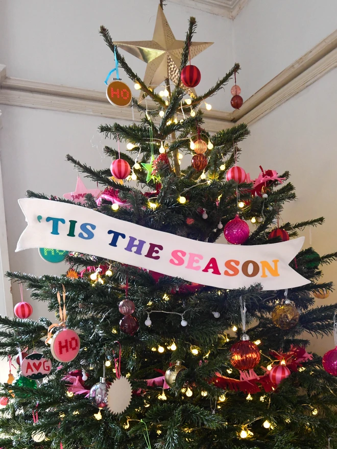 'tis the season christmas tree banner