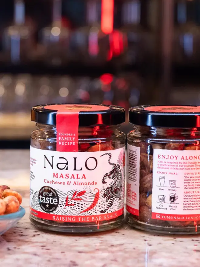 Masala Cashews & Almonds (Set Of 6), displayed on a kitchen table. 