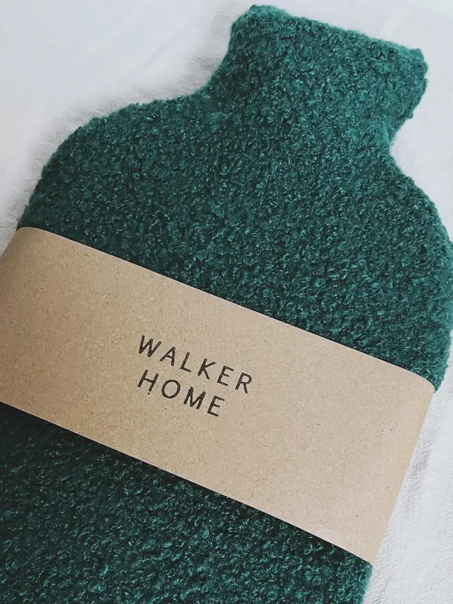 Forest Green Boucle Wool Hot Water Bottle