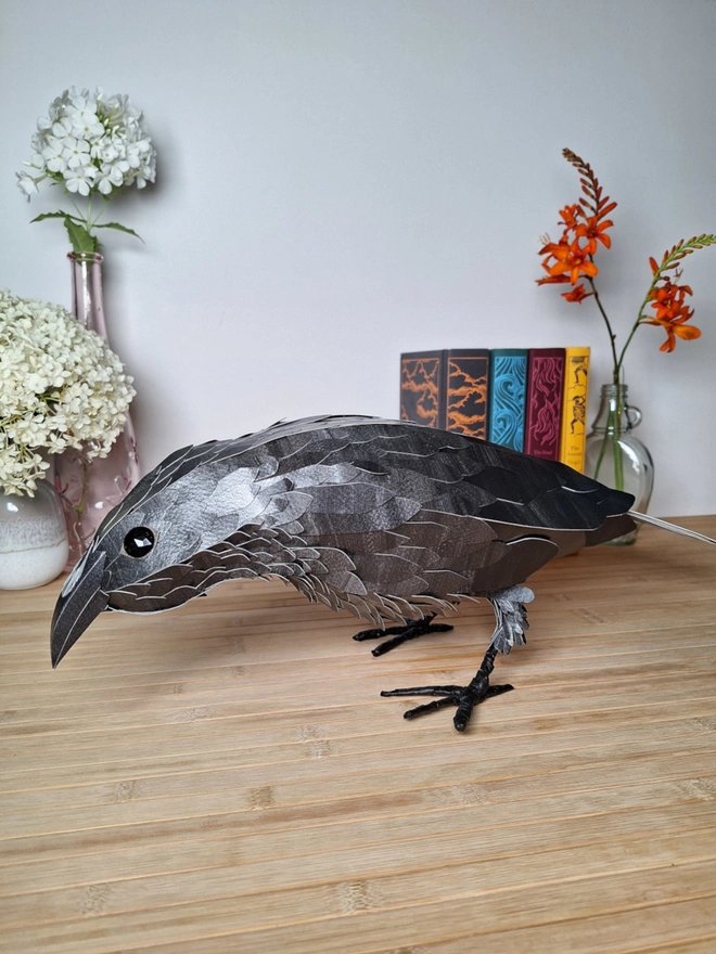 Raven handmade bird sculpture