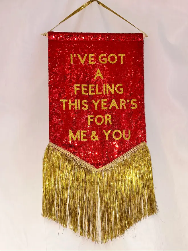 Red and Gold Glitter Banner