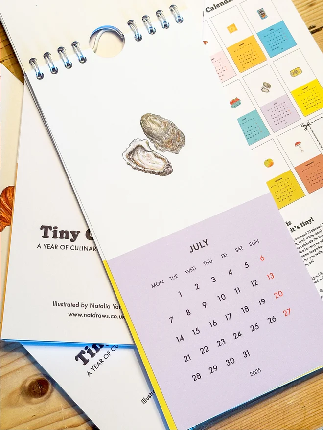 tiny food print calendar oysters