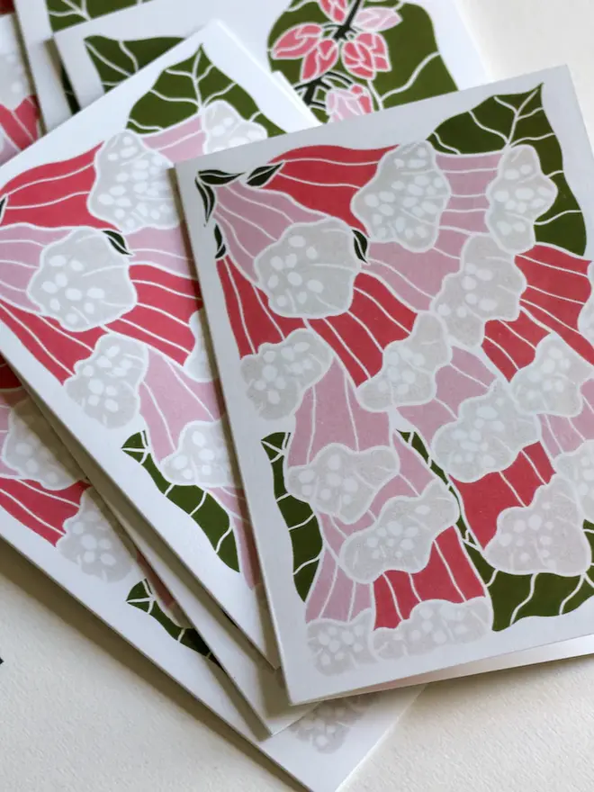 pink foxglove notecard set