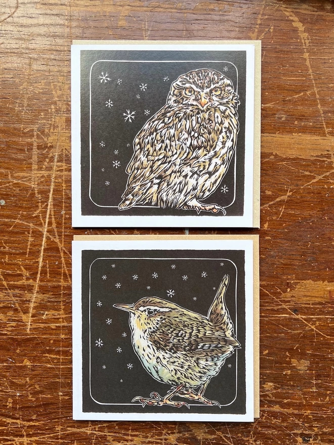 little owl and wren cards