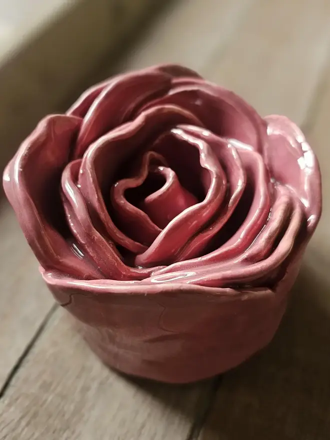 dusty dusky pink ceramic peony rose flower for wall art decor pottery gift for ceramic lovers 