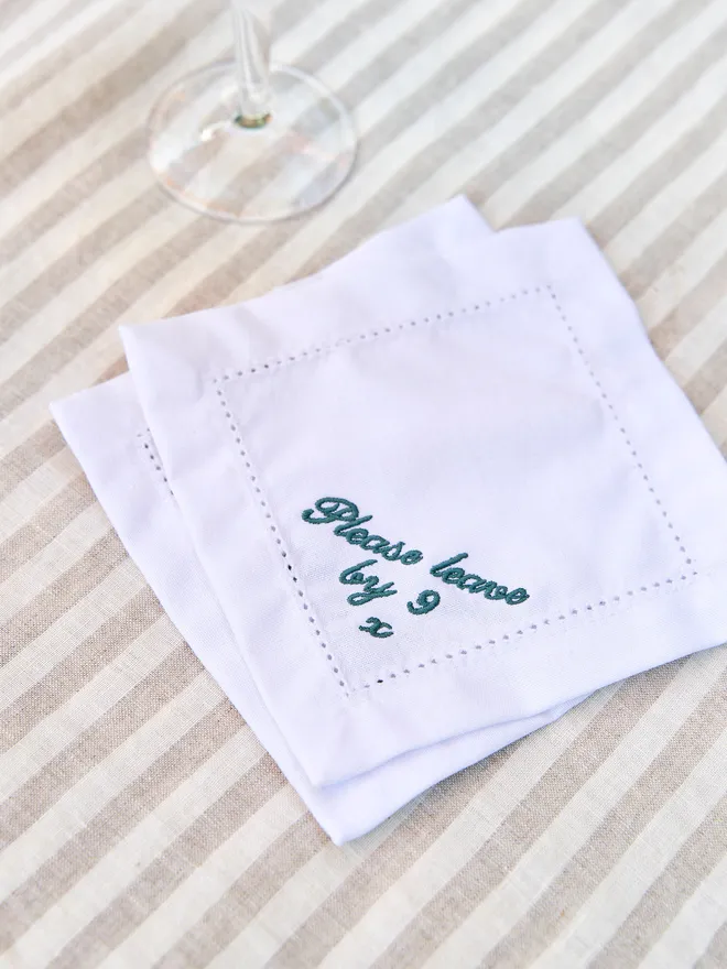'Please Leave By 9' Napkins (Set Of 4)